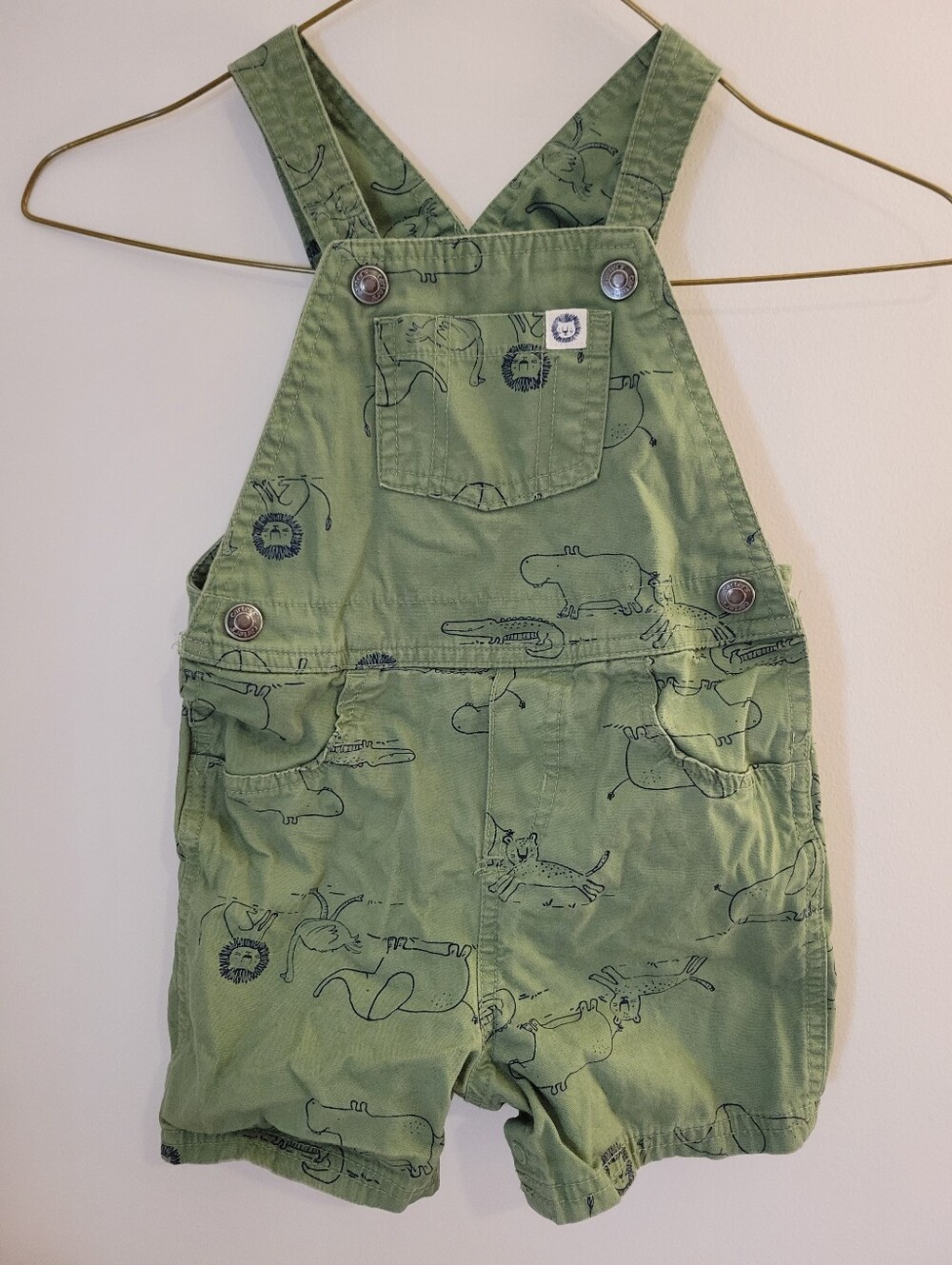Carters Green Baby Overall Shorts with Animal Print